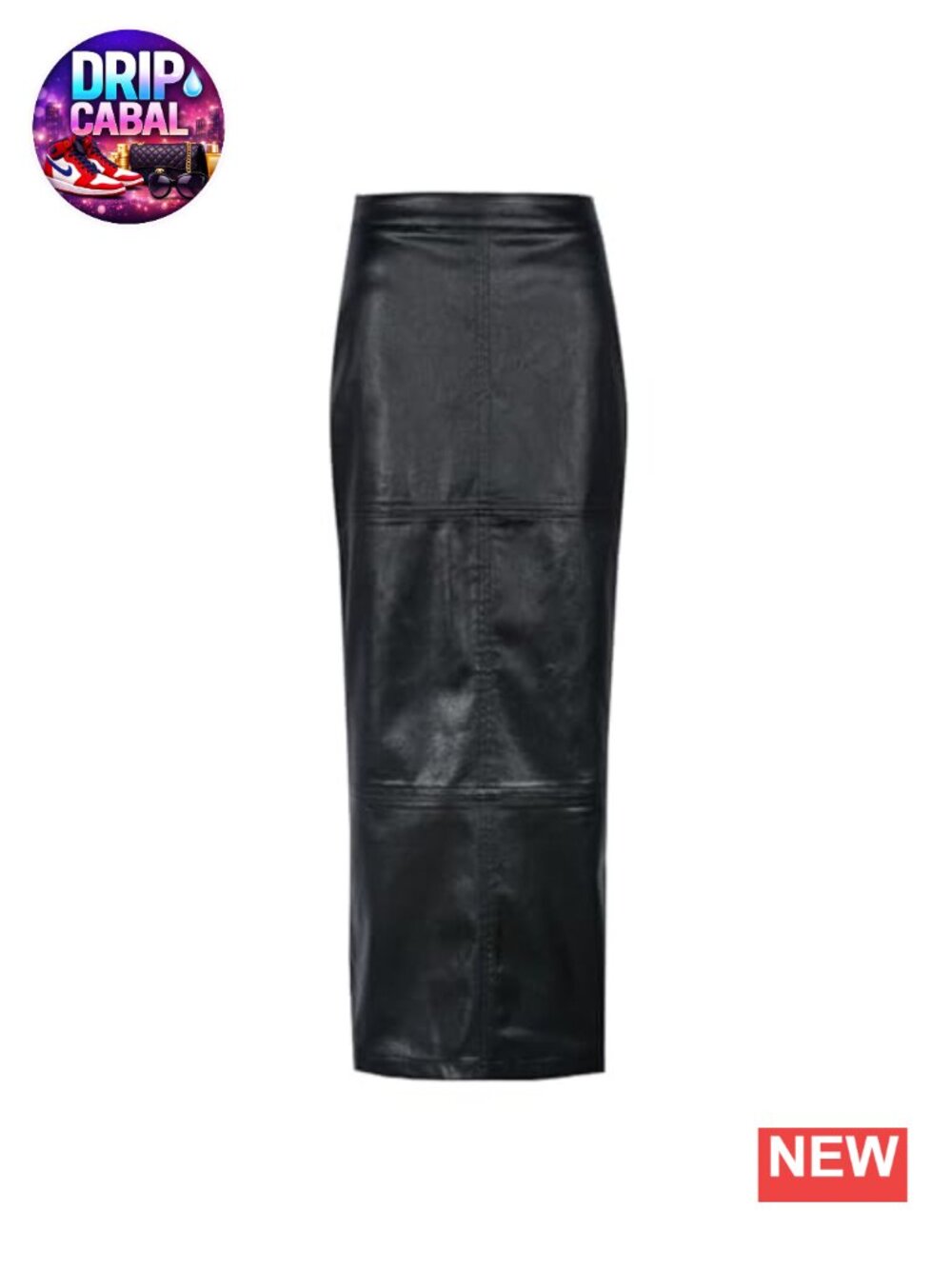 Long Maxi A-Line Skirt High Waist Back Slit Women Leather Look Business Casual